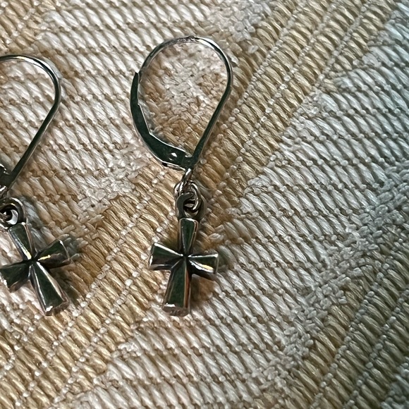 WOW!! James Avery sterling leverback St. Teresa cross earrings - Picture 3 of 5